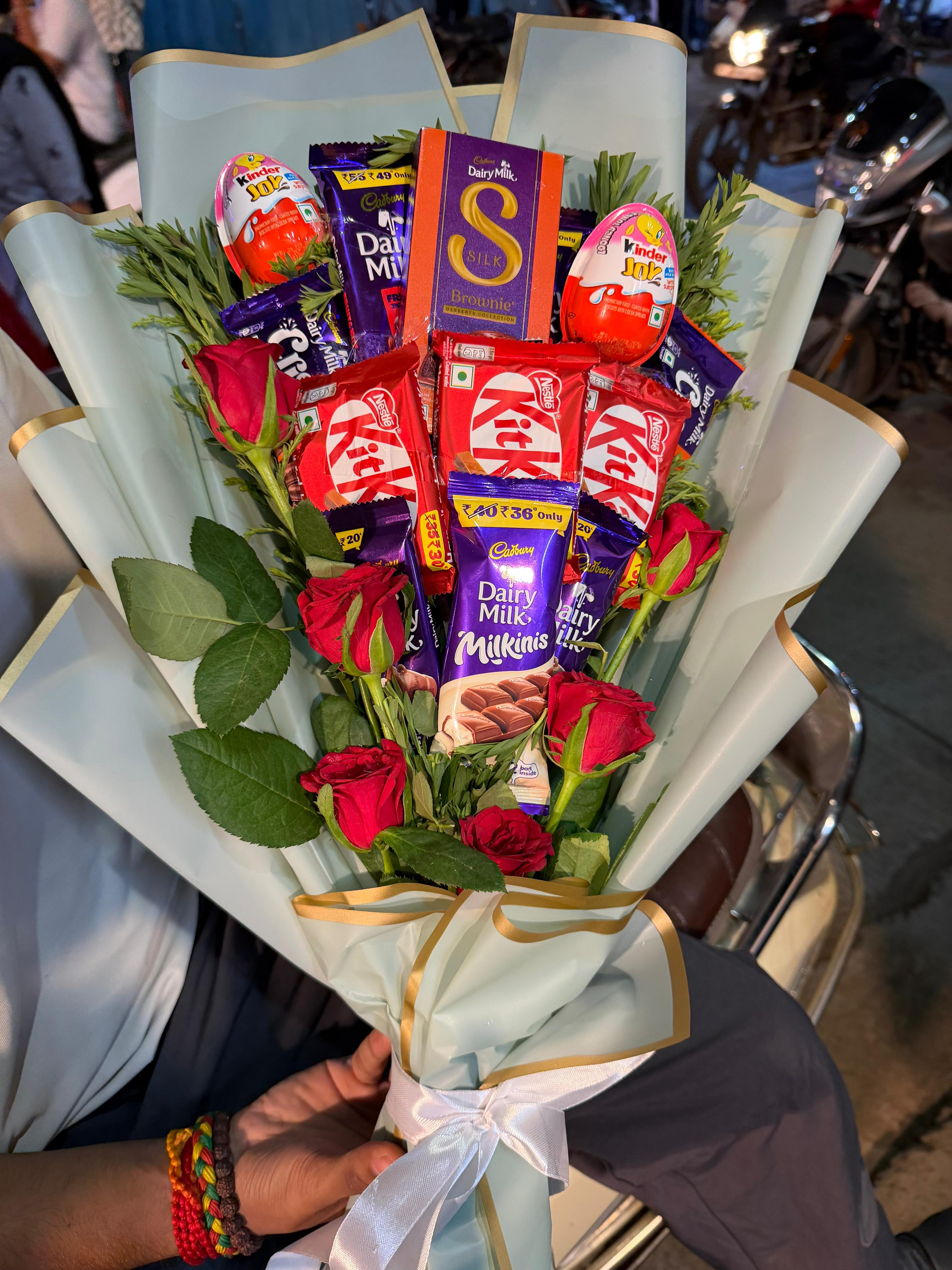 Chocolate and rose bouquet